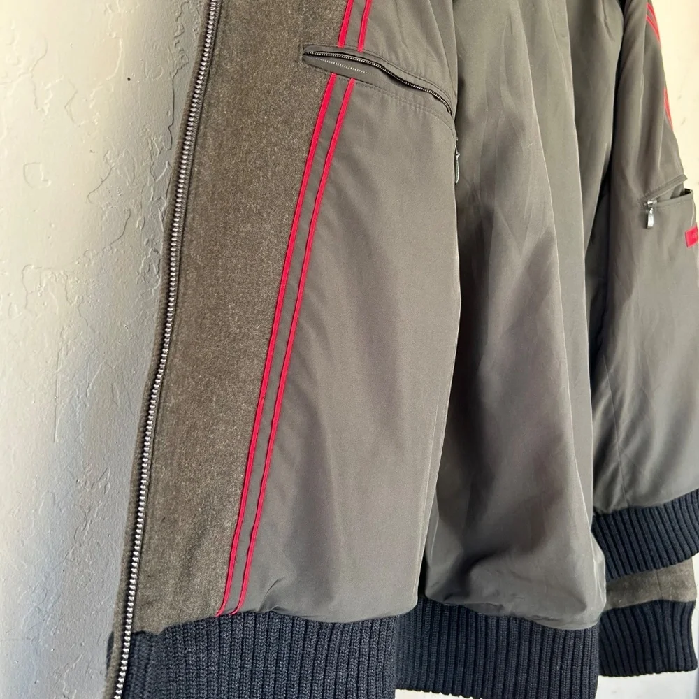Hugo Men's Green Bomber Jacket Cashmere Wool Zip up Size XL - Picture 9 of 11
